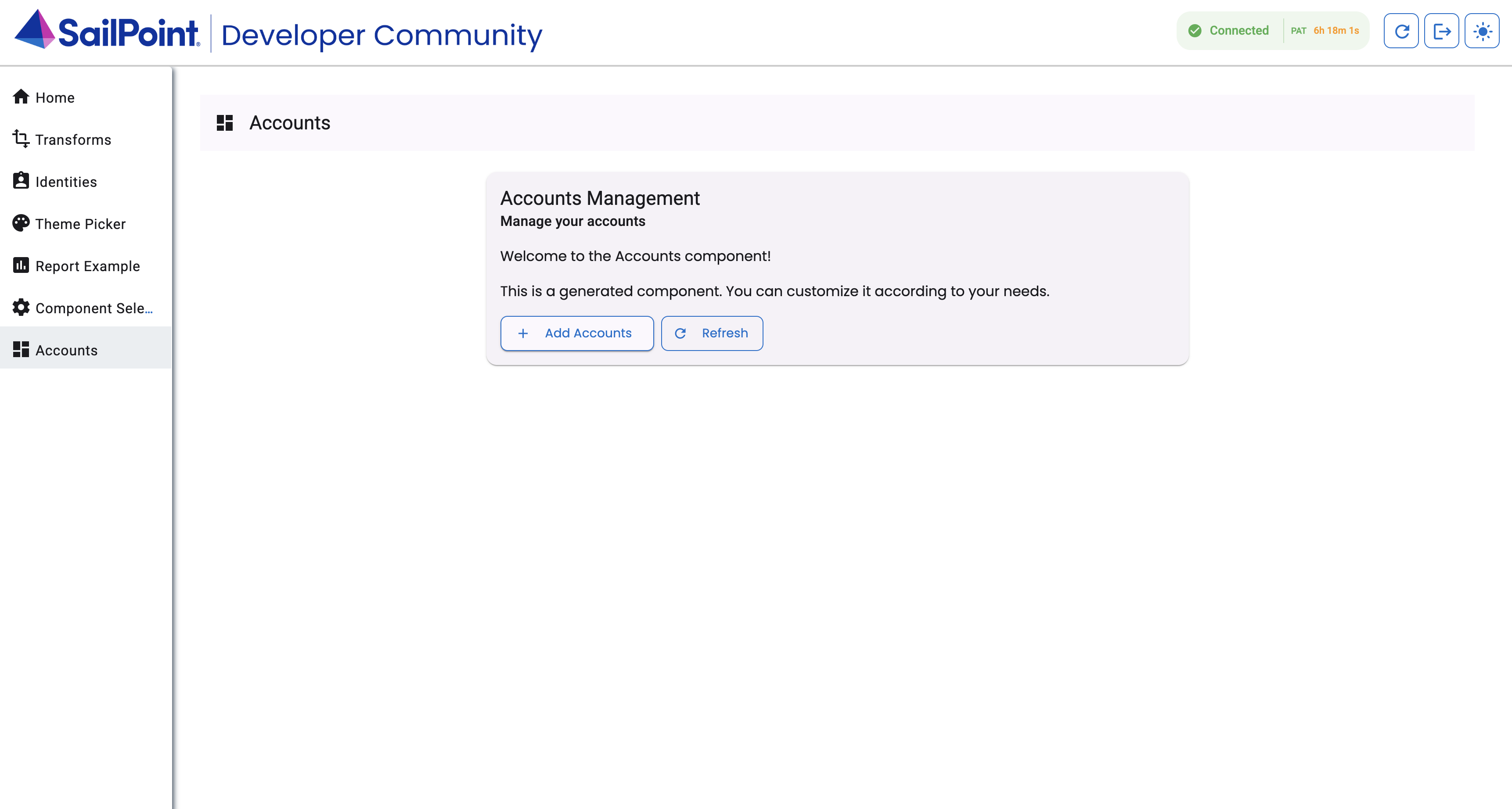 accounts page
