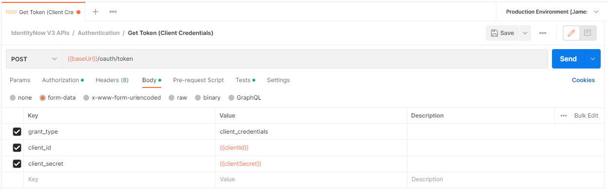 OAuth Client Credentials Form Data